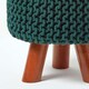 image 4 of Homescapes Forest Green Tall Cotton Knitted Footstool on Legs