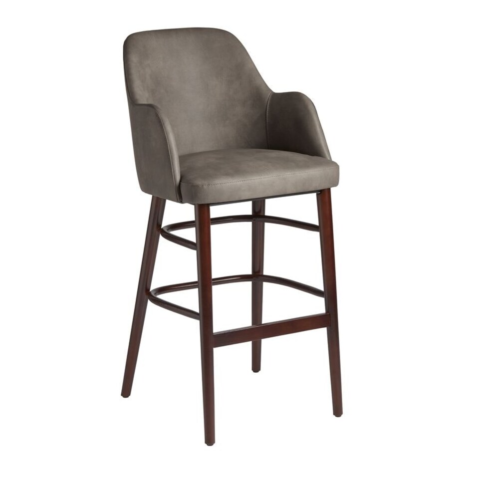 Julen Bar Stool - Steel Grey Vintage Elegance Faux Leather. Grey