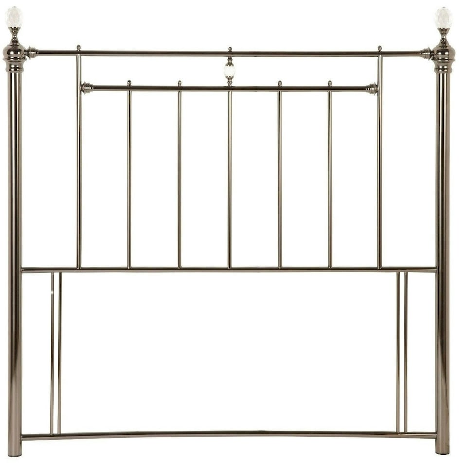image 1 of 5ft King Size Black Nickel, Crystal Gem Ball Tubular Metal Headboard Bed Head End. Black | 5ft King Size