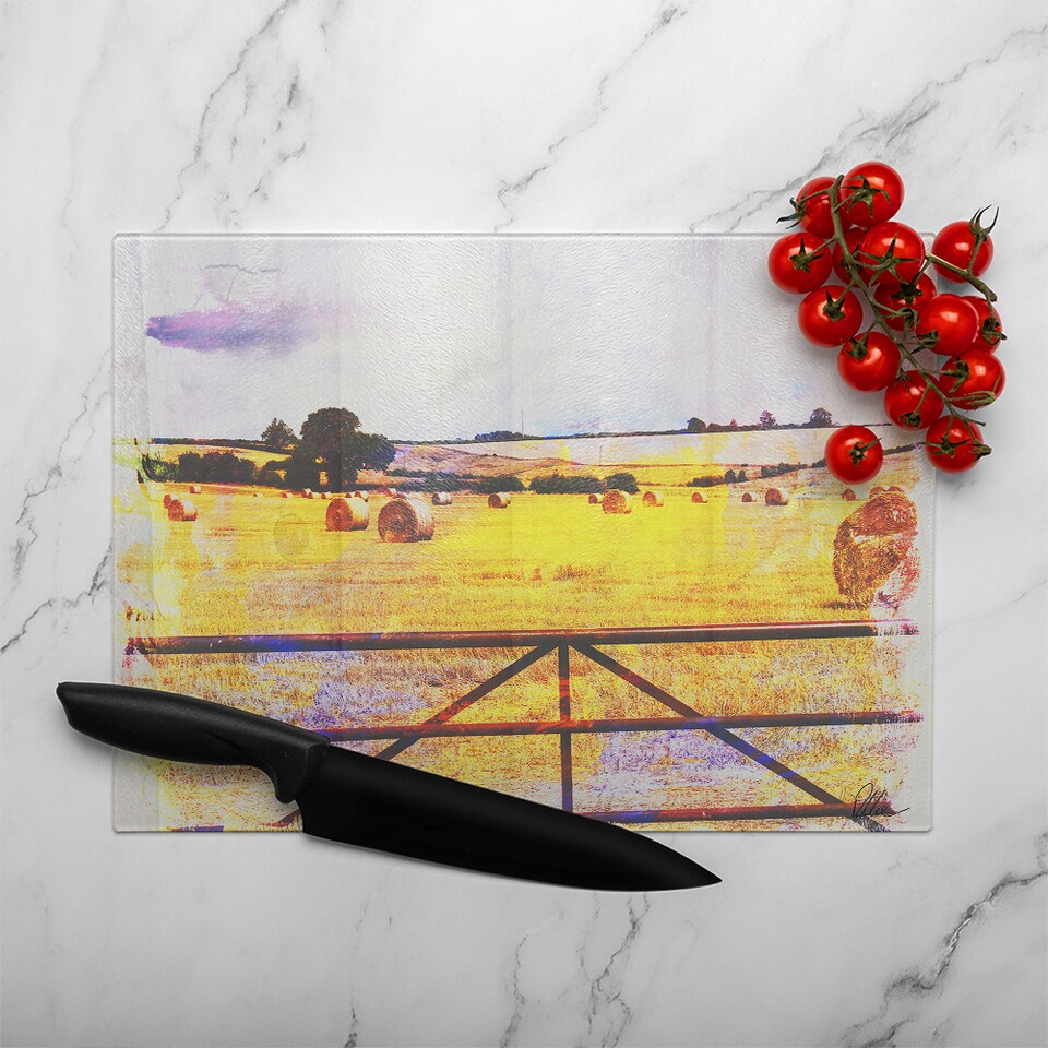 image 1 of Hay Bale Glass Chopping Board | Multi