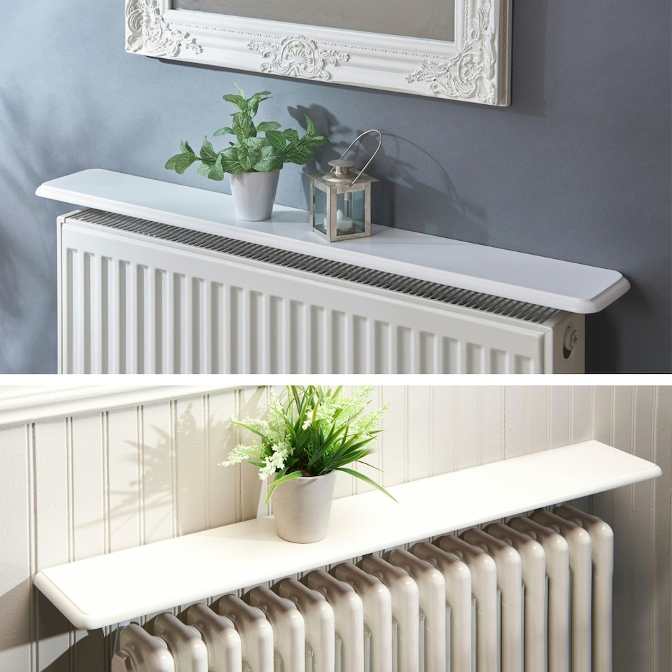 image 1 of Greenhurst White Radiator Shelves – Easy Fit Design with No Drilling, Available in 60cm, 91cm & 115cm Sizes White | 115.5