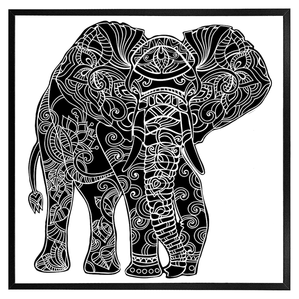 image 1 of Elephant silhouette (Picture Frame) White | S
