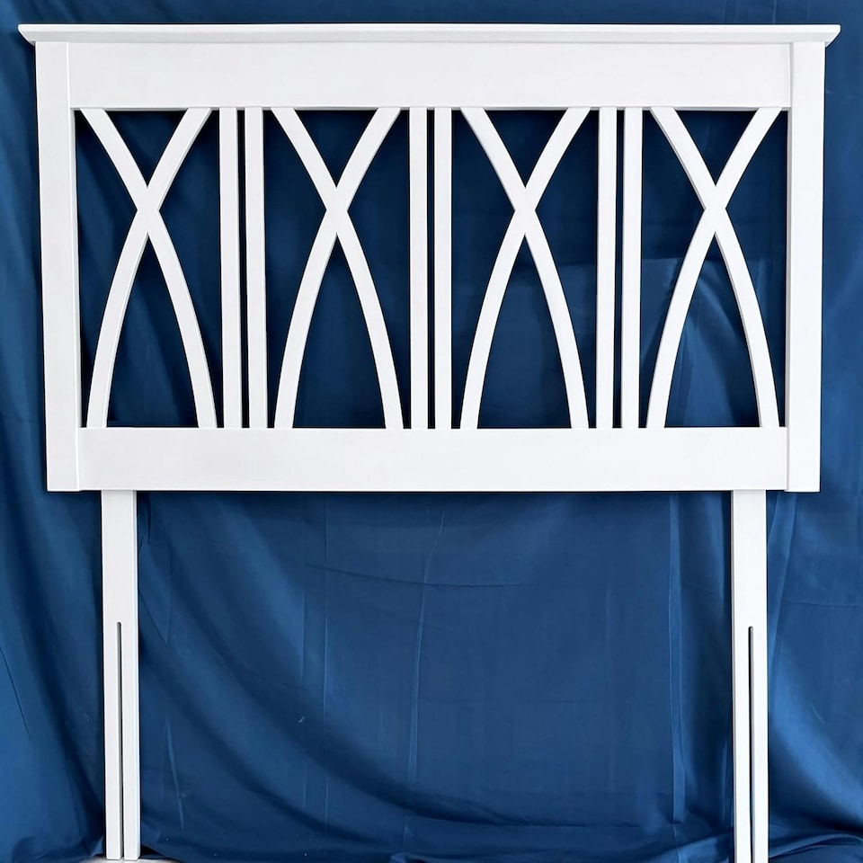 image 1 of Pure White,Solid Wood Wooden Headboard Bedhead, 4ft6 Double, 5ft King size White | 5ft King Size