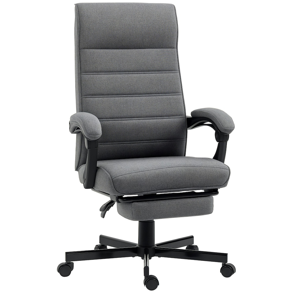 image 1 of Vinsetto High-Back Home Office Chair with Adjustable Height and Footrest, Grey