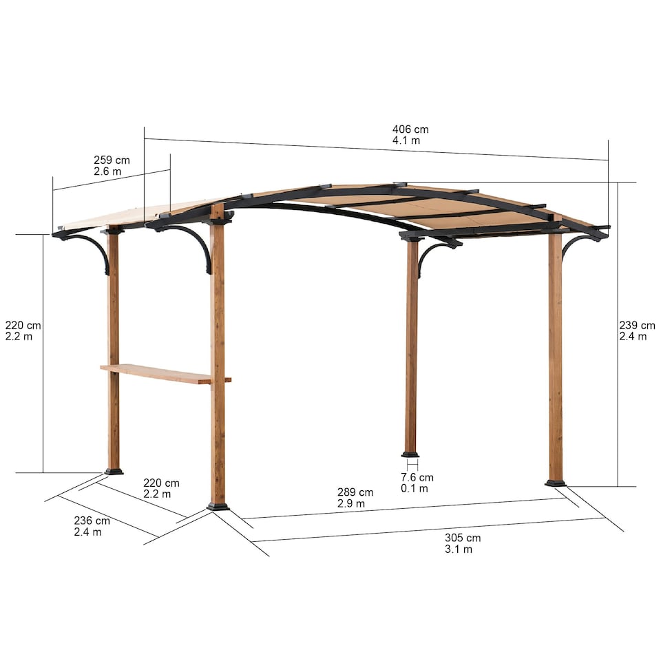 image 1 of Sunjoy 4m x 2.6m Steel Pergola-Wood Colored Frame