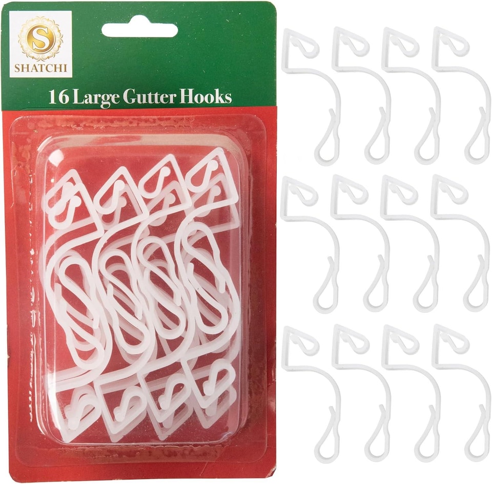 image 1 of 16Pcs Large Gutter Hooks Clear - Blend Seamlessly for Outdoor Use