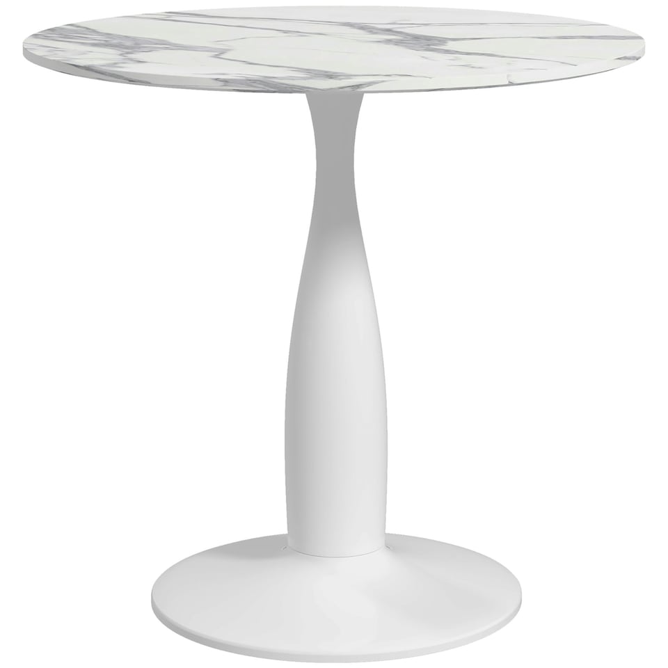 image 1 of HOMCOM Round Dining Table with Steel Base for Living Room, Dining Room