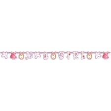 Unique Party Clothesline Its A Girl Baby Shower Banner - Pink/Purple - One Size