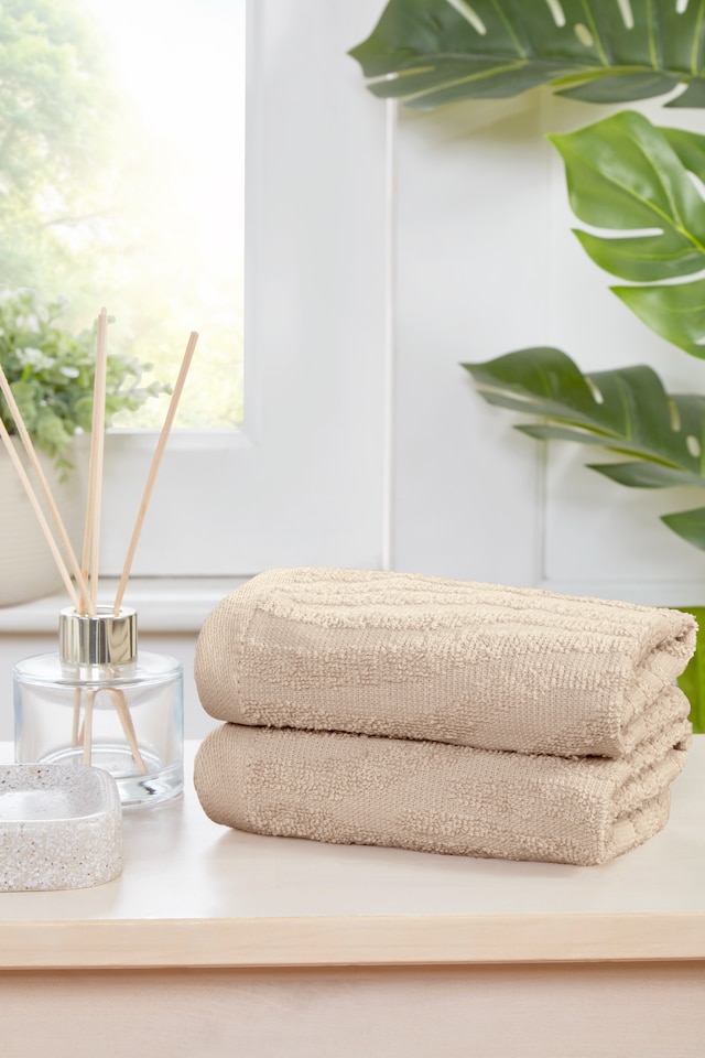 image 1 of Safari Cotton Luxury Towels Soft and Absorbent (Set Of 2) | Brown | Face cloth | 2