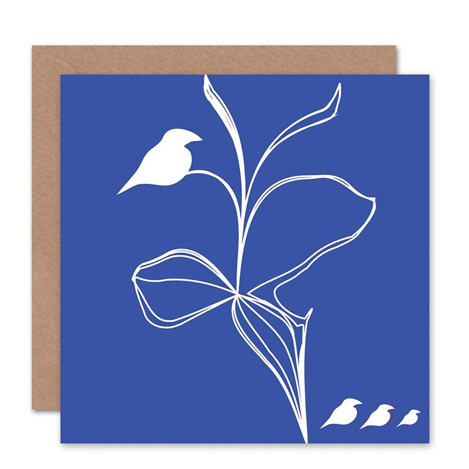image 1 of Stencil Birds Plant Art Blank Just to Say Card