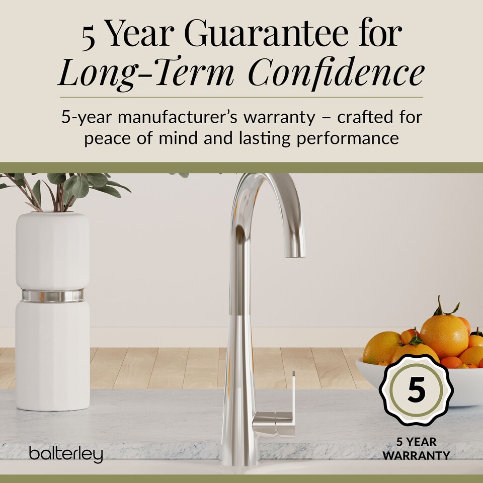 image 1 of Balterley Situla Kitchen Mono Mixer Tap with Single Lever Handle, Curved Swivel Spout | Silver | Chrome | 1