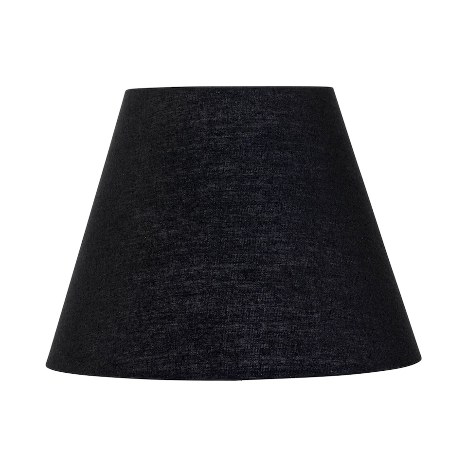 image 1 of Black Cotton 20cm Diameter Tapered Fabric Lamp Shade | Black | Medium | 1