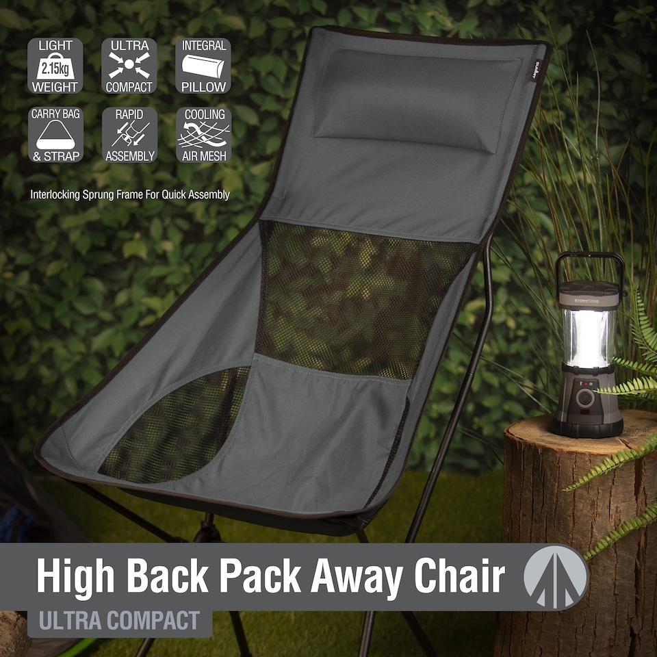 image 1 of VFM e-Store Summit High Back Folding Camping Chairs - Set of 2, Slate Grey - Includes Carry Bag