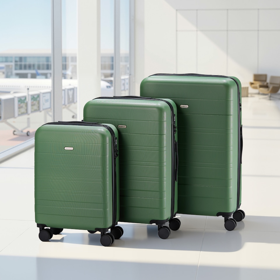 image 1 of Vonhaus Hard Shell Suitcase Set 3 Piece with TSA Lock | Green | Green