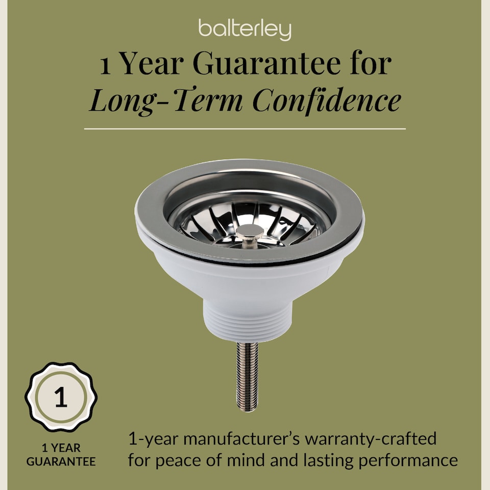 image 1 of Balterley Fireclay Kitchen Sink Basket Strainer Waste by Balterley | Silver | Brushed Pewter | 1