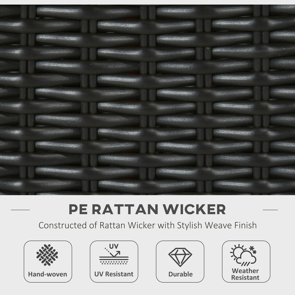 image 1 of Outsunny Rattan Fire Pit Table with Rain Cover and Windscreen, 50,000 BTU