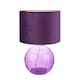 image 5 of Contemporary Deep Purple Ribbed Glass Table Lamp with Soft Velvet Fabric Shade | Purple