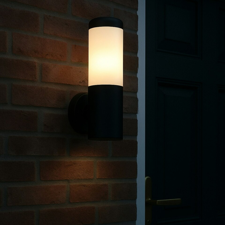 image 1 of CGC HUMERA Round Cylinder Black Outdoor Wall Light Black
