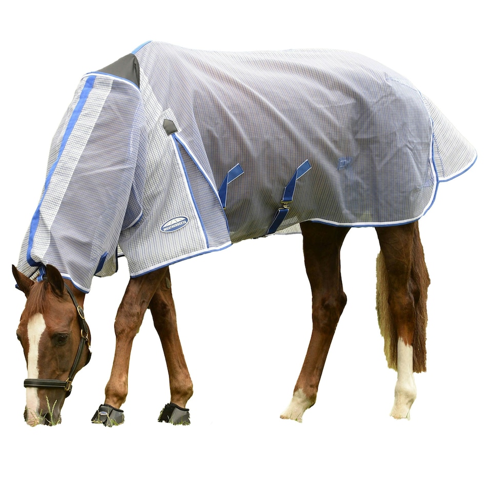 image 1 of Weatherbeeta Comfitec Ripshield Plus Combo Neck Ultra Belly Wrap Horse Turnout Rug - White/Blue - 5´ 6"