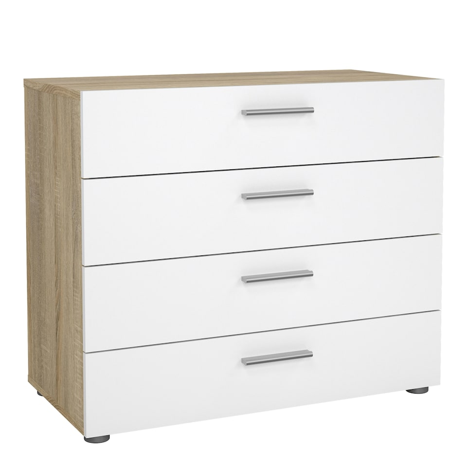 image 1 of Pepe Chest of 4 Drawers in Oak with White High Gloss