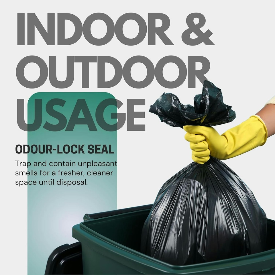 image 1 of Pack of 100 Heavy Duty Black Bin Bags – 80L, Flat Pack