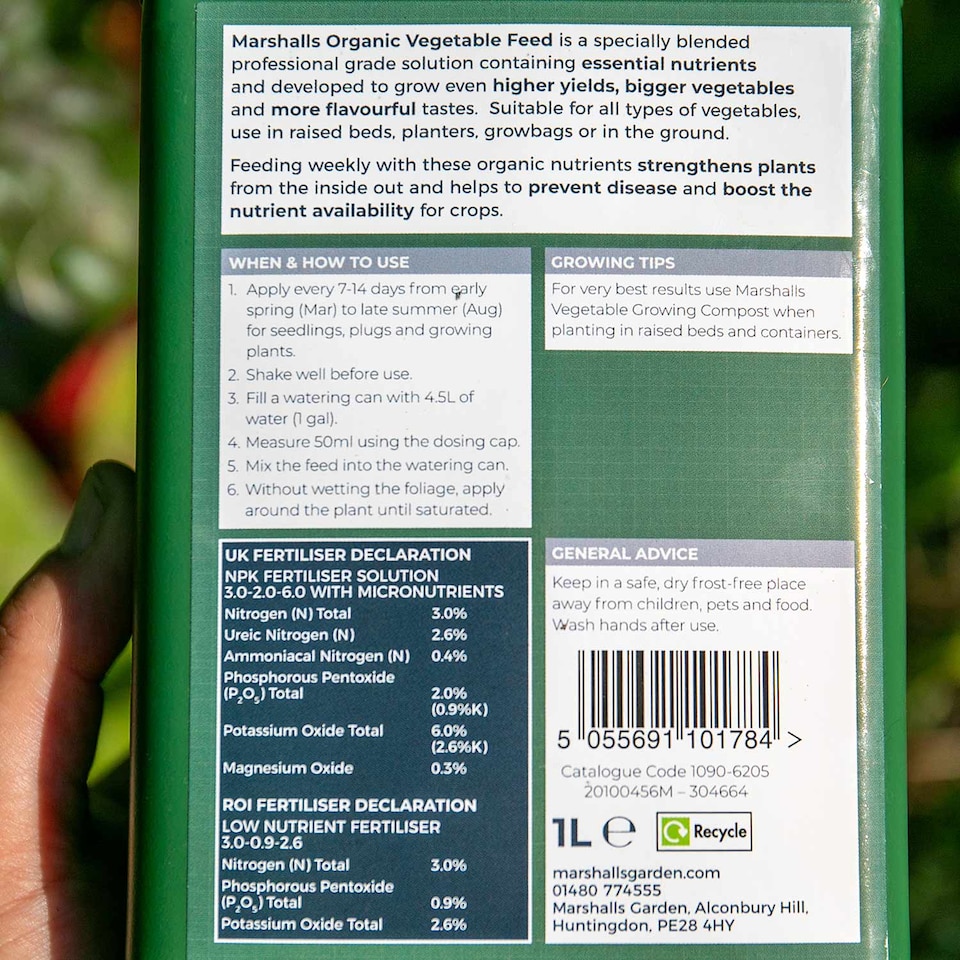 image 1 of Marshalls Garden Organic Liquid Vegetable Feed 1 Litre