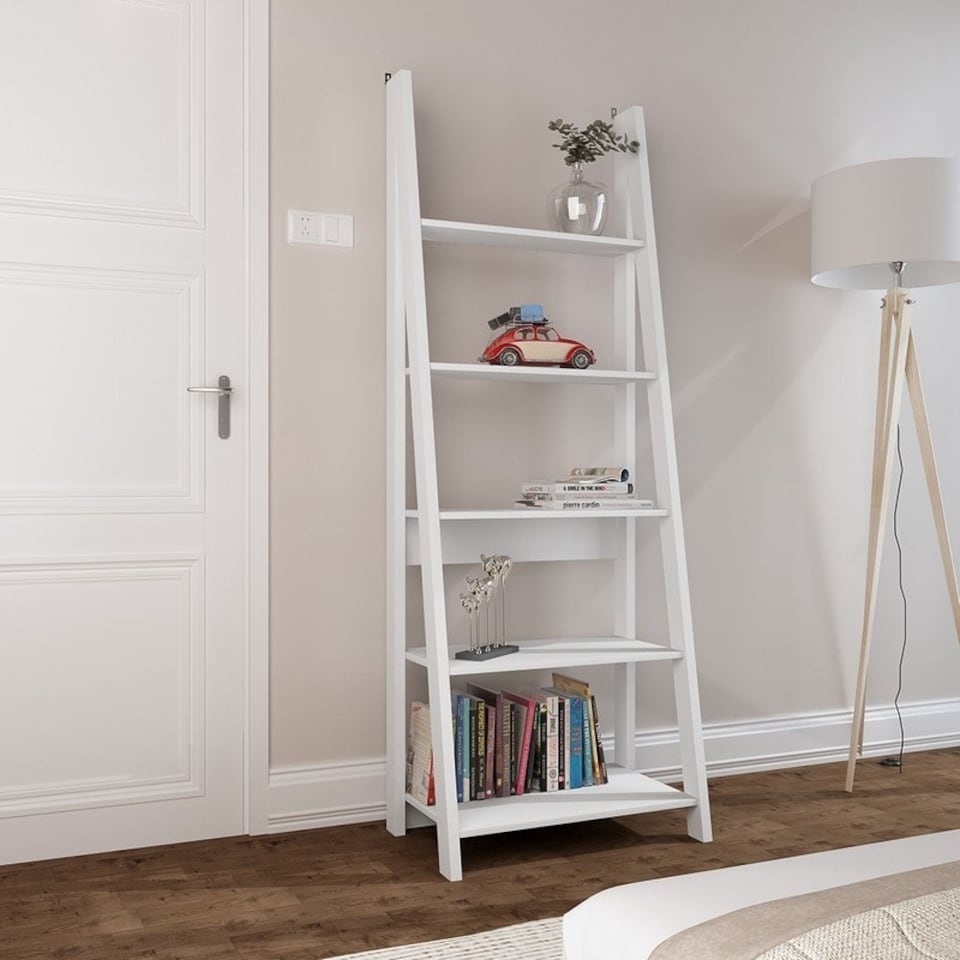 image 1 of Tiva Ladder Bookcase - MDF - L38.6 x W64 x H175.4 cm - White White