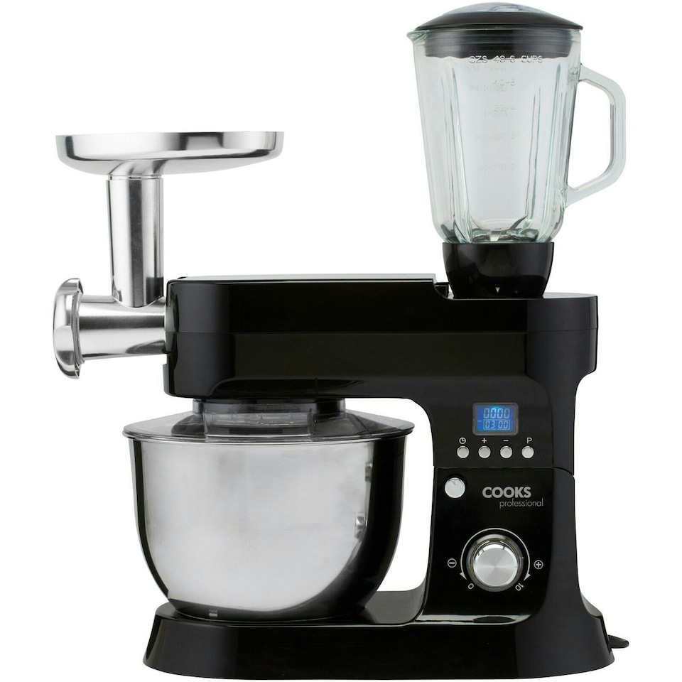 image 1 of Cooks Professional Multi-Function Stand Mixer | 1200W | Large 6.2 Litre Mixing Bowl | 10 Speed Settings | Black