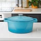 image 2 of Cooks Professional Set of 3 Cast Iron Casserole Dishes 20, 26 & 28cm | Blue | Blue