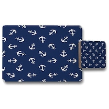 Anchors on Navy Background (Placemat & Coaster Set)