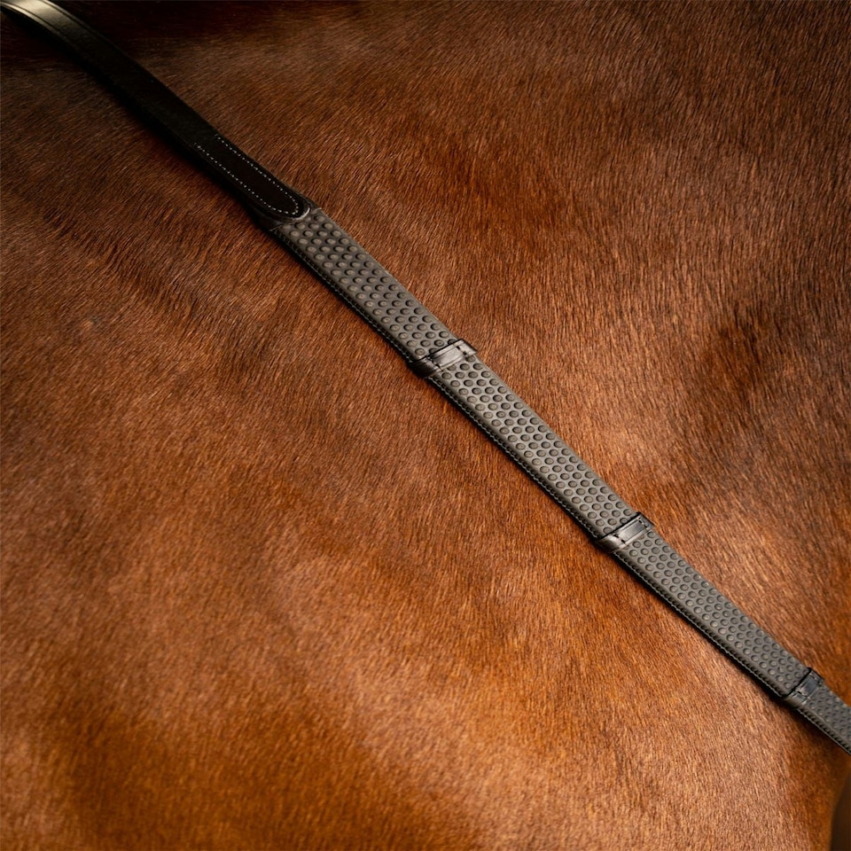 image 1 of LeMieux Soft Rubber Reins with Stoppers Black | Cob