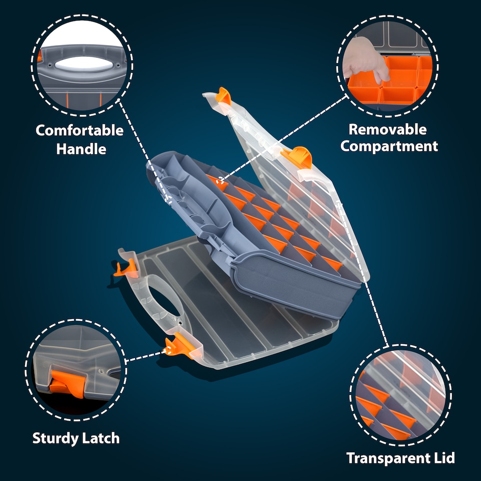 image 1 of 31 Compartment Double Sided Storage Box Tool Organiser Carry Case for Screws & Small Parts
