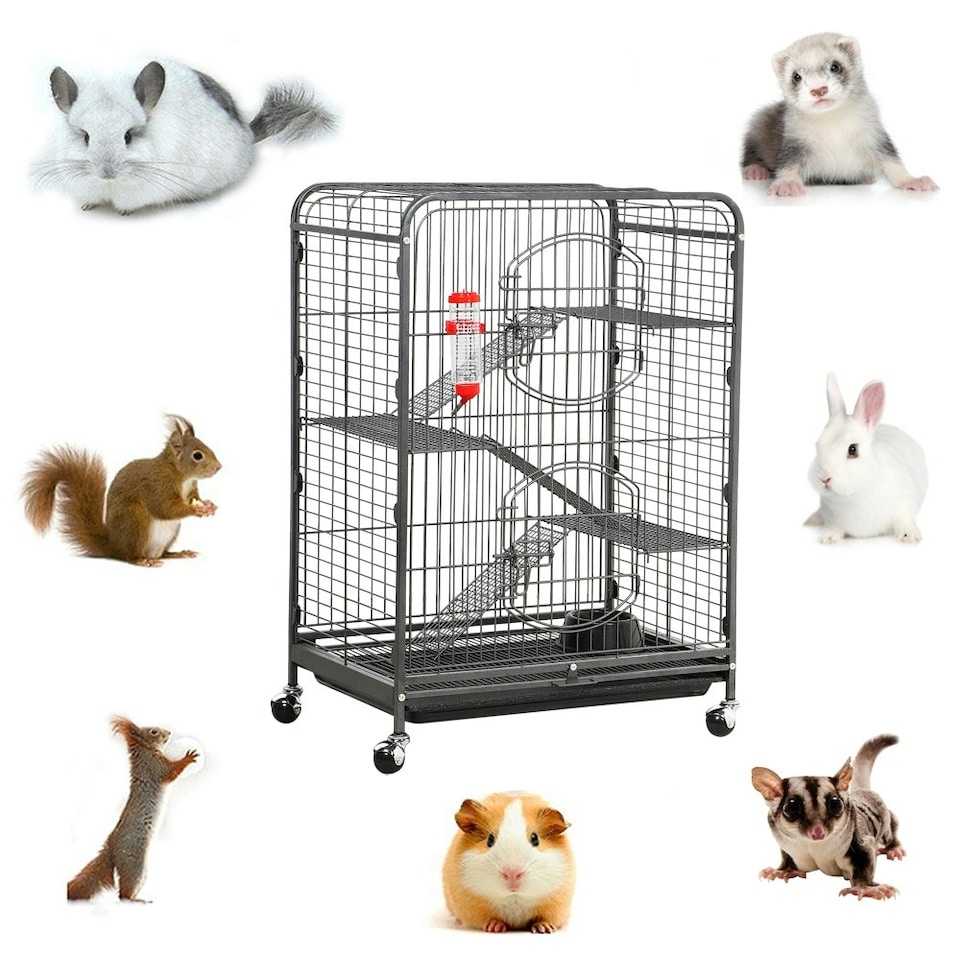 image 1 of Yaheetech 93.5 cm Tall 4-Tier Rolling Large Ferret Cage