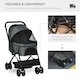 image 3 of PawHut Pet Stroller Dog Foldable Travel Carriage with Reversible Handle, Grey