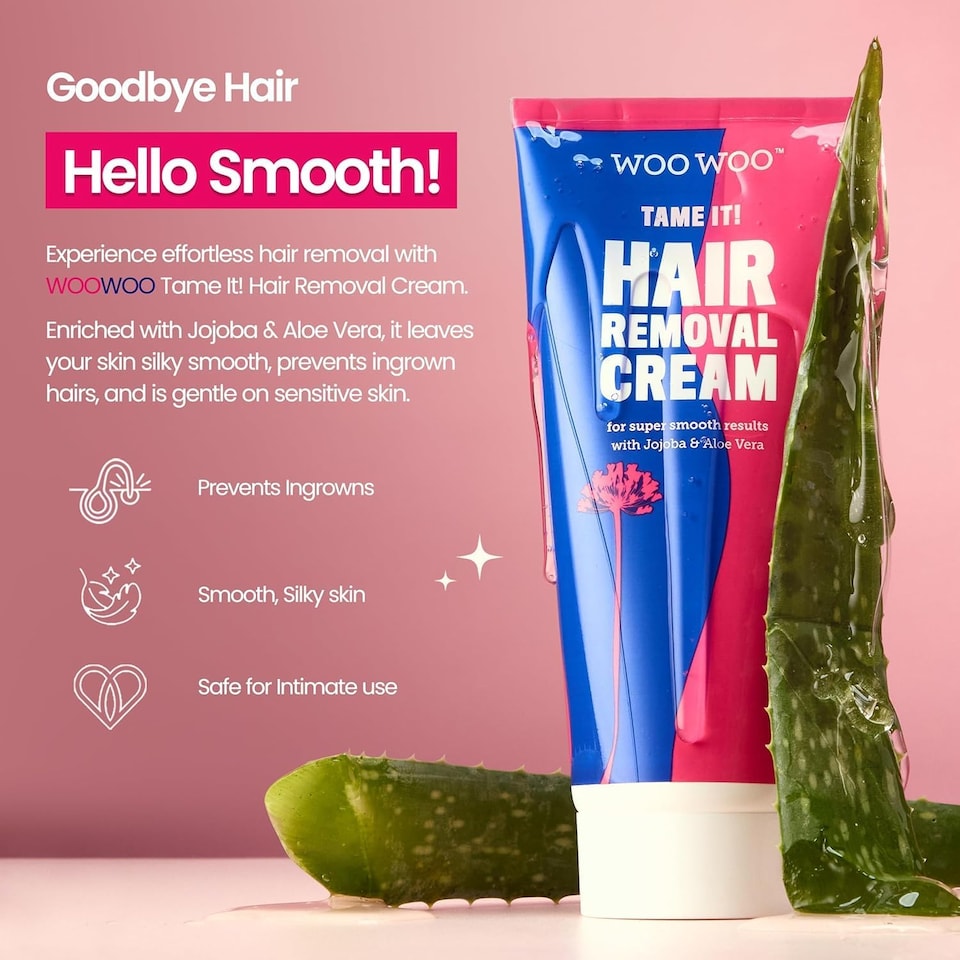 image 1 of WooWoo Tame It Natural Intimate Hair Removal Cream - Painless Vegan Hair Remover For Sensitive Skin - 100ml