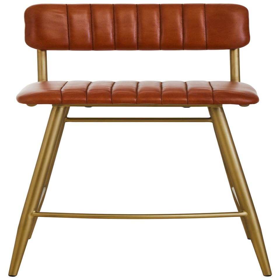 image 1 of Interiors by Premier Tan Leather Bar Chair With Gold Finish Frame Brown