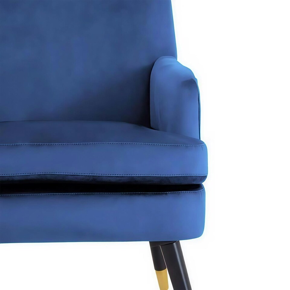 image 1 of Loretta Accent Chair Midnight Blue Velvet Padded Armchair Blue