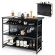 image 1 of COSTWAY Industrial Wine Bar Cabinet Kitchen Storage Sideboard Black Black