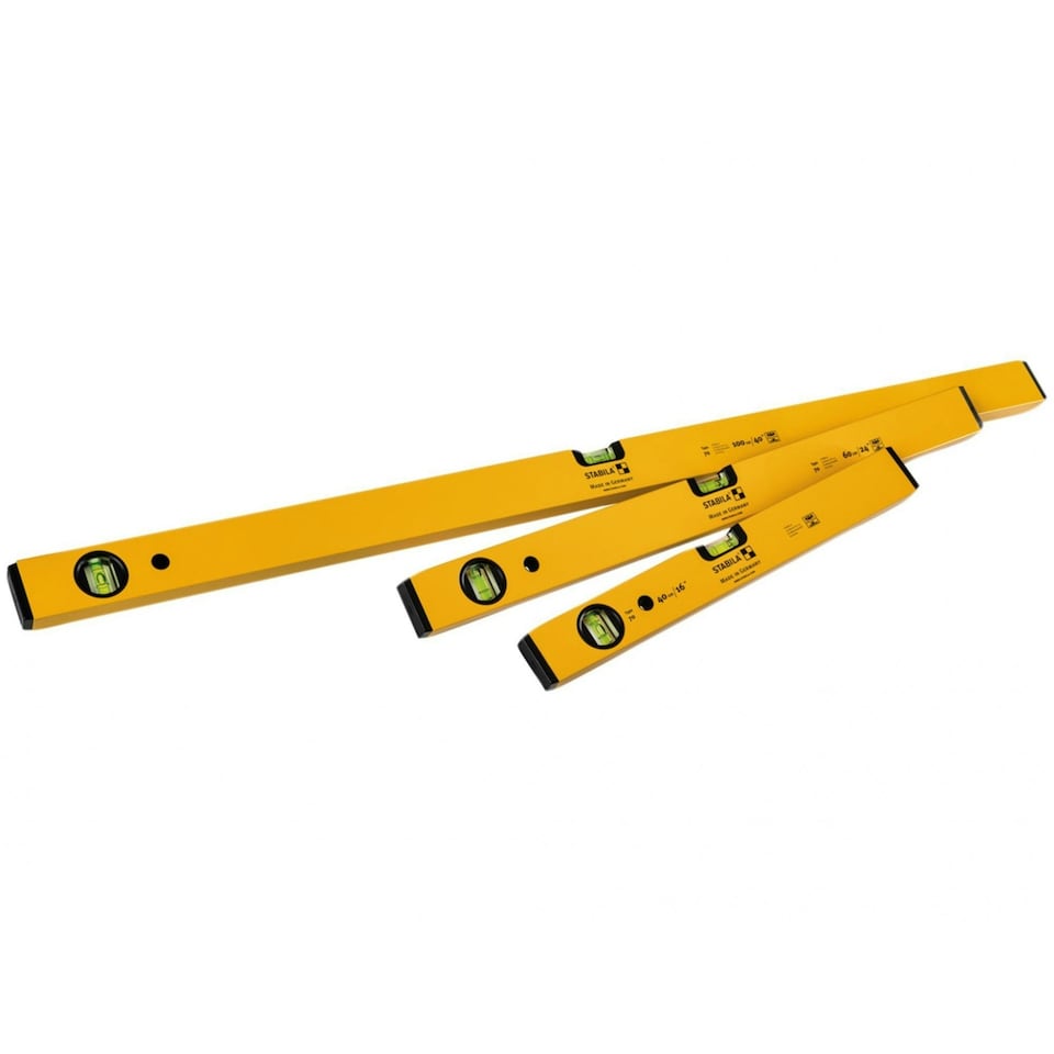 Stabila 70 Single Plumb Box Section Spirit Level - Multi Colour - Set, 3 Piece