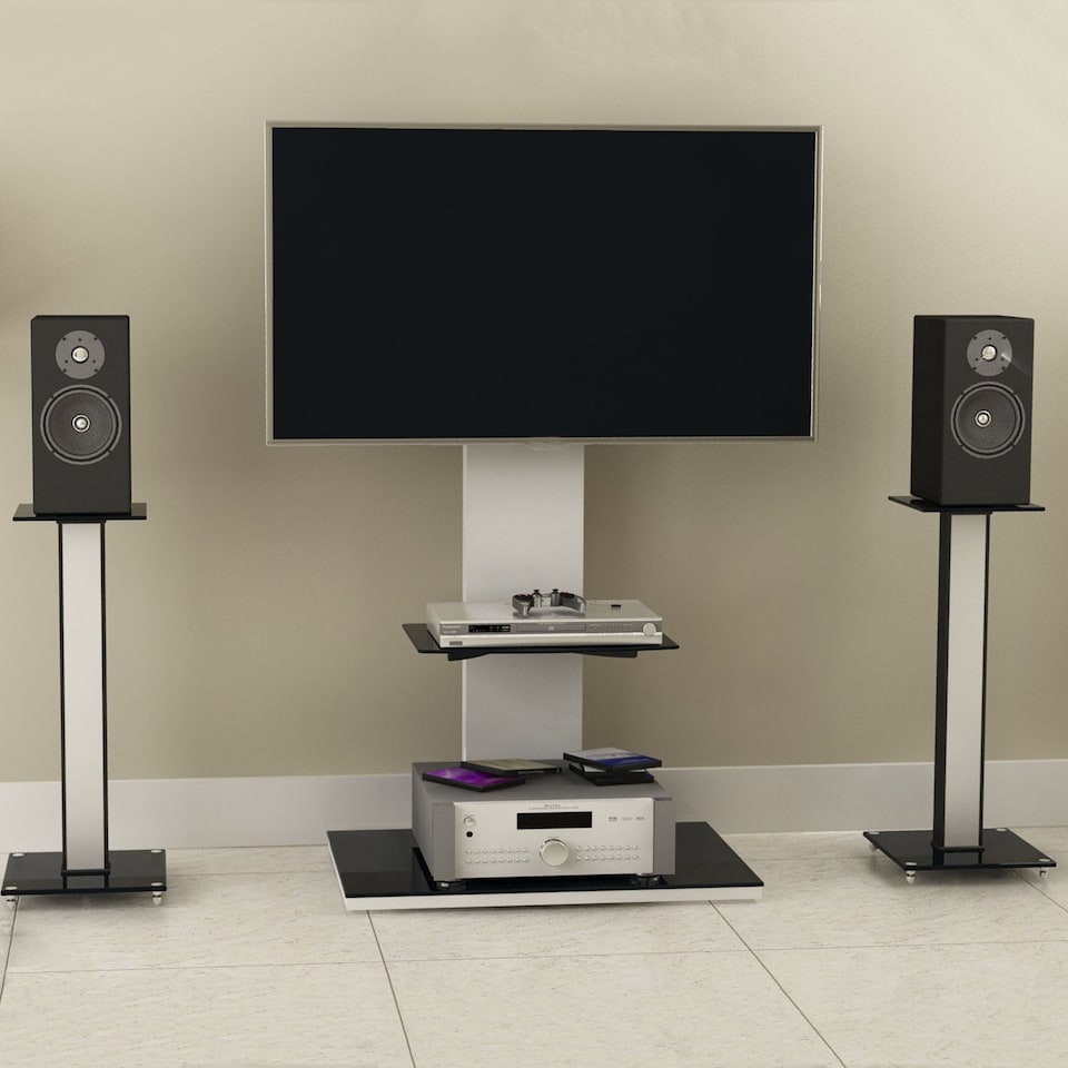 image 1 of TekBox 2x Black Glass Speaker Stands