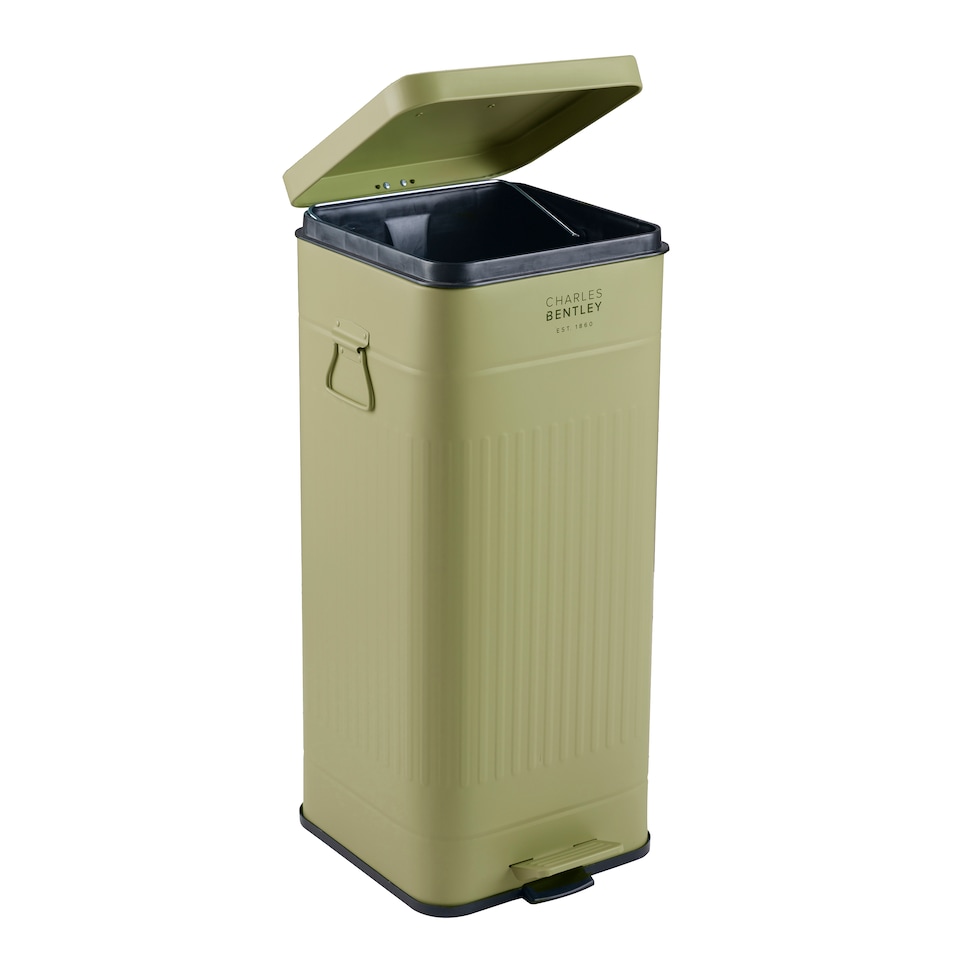 image 1 of Charles Bentley 30L Square Retro Kitchen Pedal Bin Sage Green