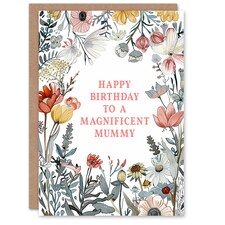 Mummy Happy Summer Meadow Floral Blooms Plants Garden Flowers Her Birthday Card