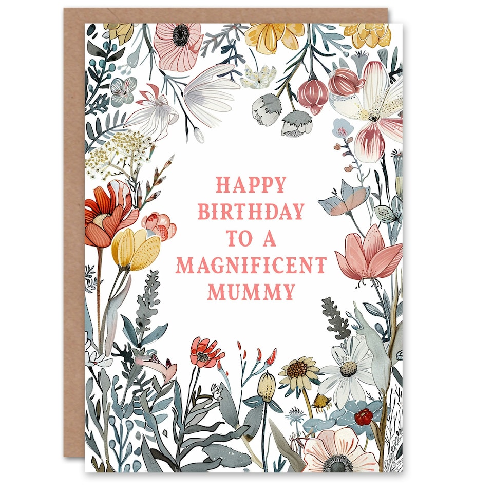 image 1 of Mummy Happy Summer Meadow Floral Blooms Plants Garden Flowers Her Birthday Card