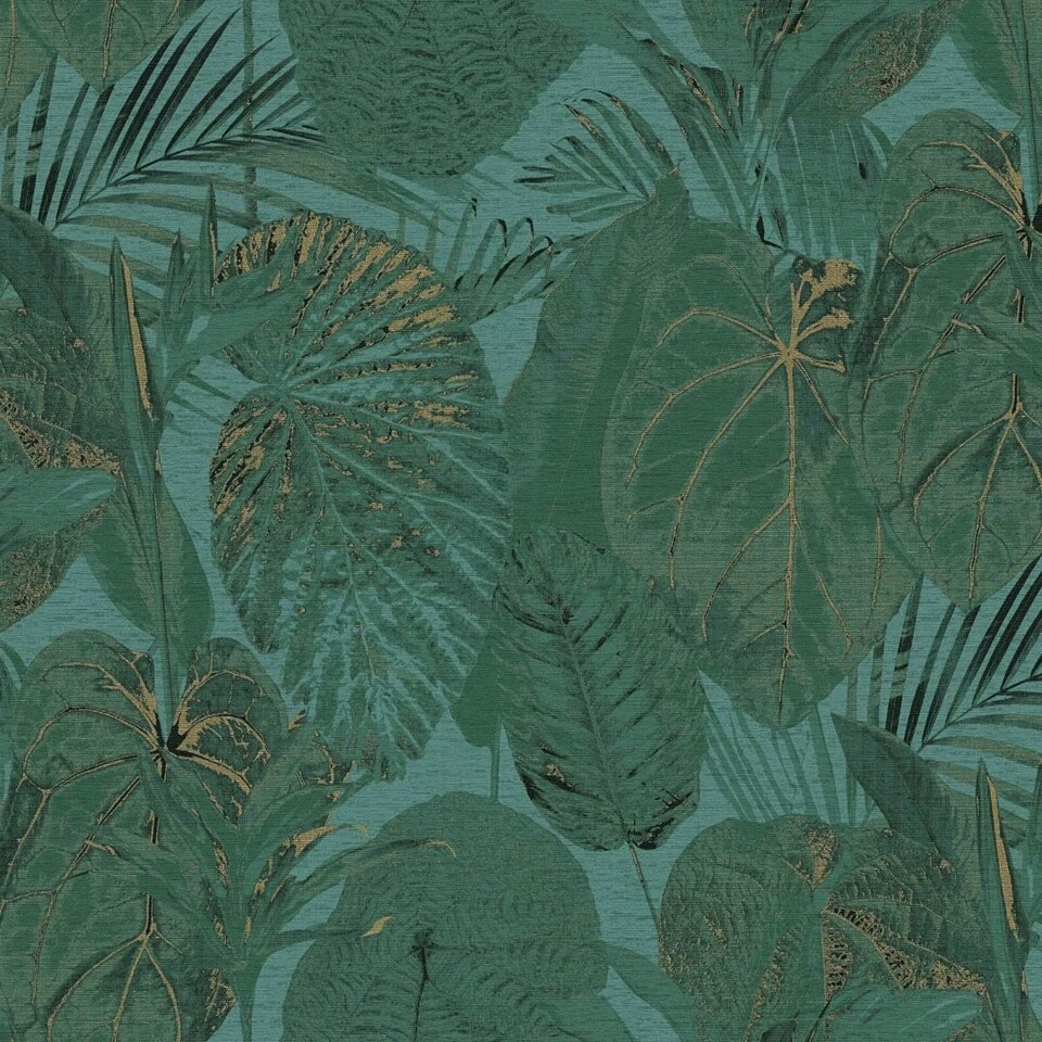 Sample of Exotic Oasis Wallpaper in Teal Multi