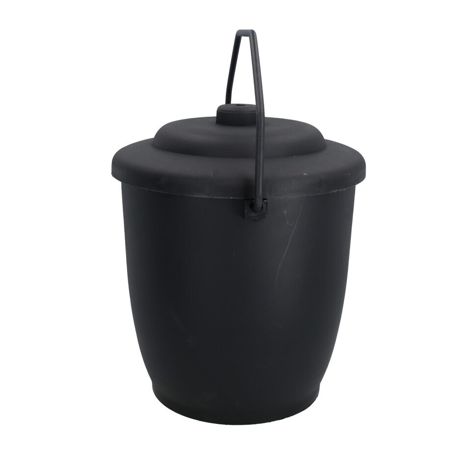 image 1 of Coal Bucket & Lid Black Plastic Ash Tidy Bin Coal Carrier Fire Log Burner Kindling