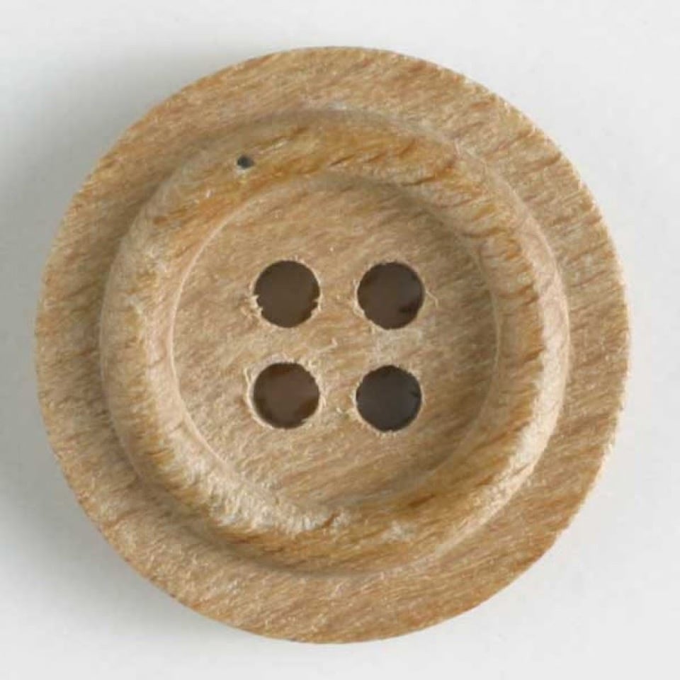Dill Beige Round Wood Buttons for Dressmaking - 30mm - per value pack of 20