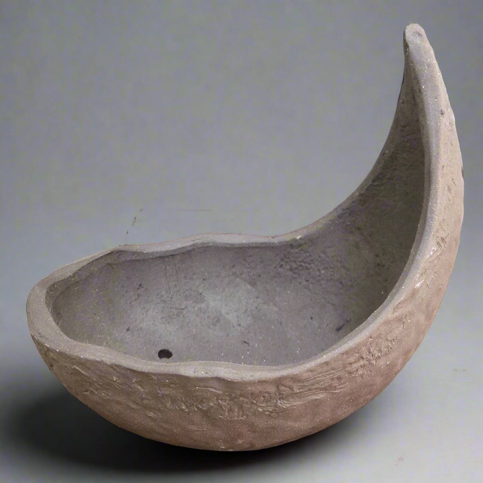 image 1 of Yorkshire Bonsai 17cm Unglazed Bonsai Pot Half-Moon 17cm x 14cm x 15cm Brown