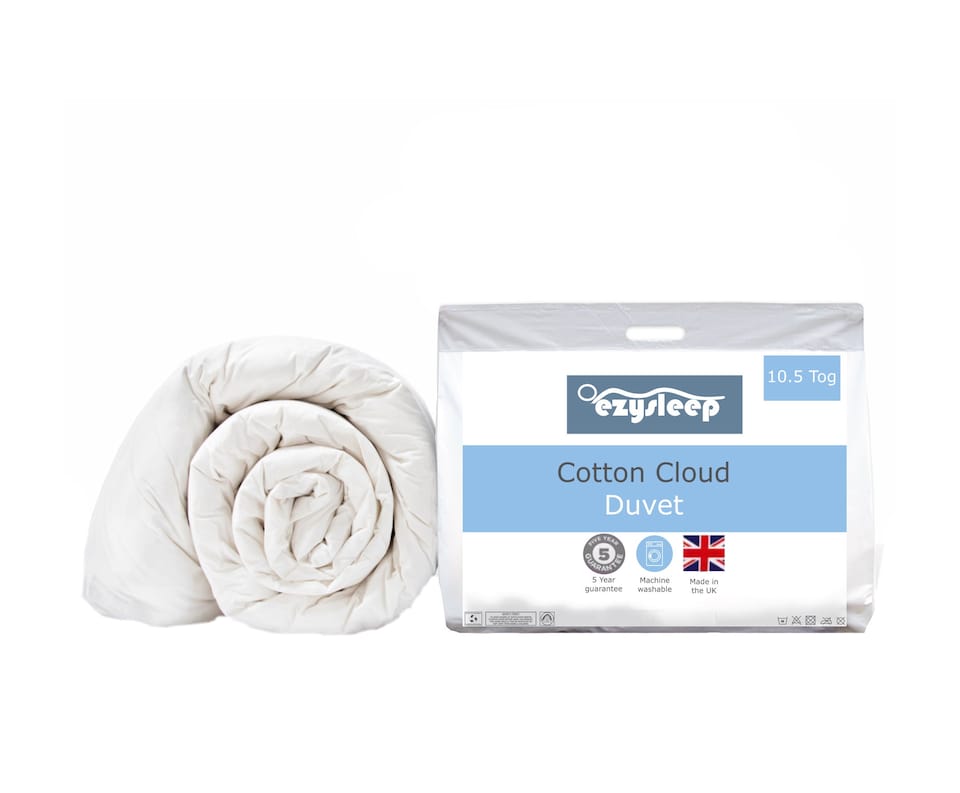 Ezysleep 10.5 Tog Feels Like Down Cotton Cloud Duvet - High-Quality Microfibre Filling | Multi | White/Grey