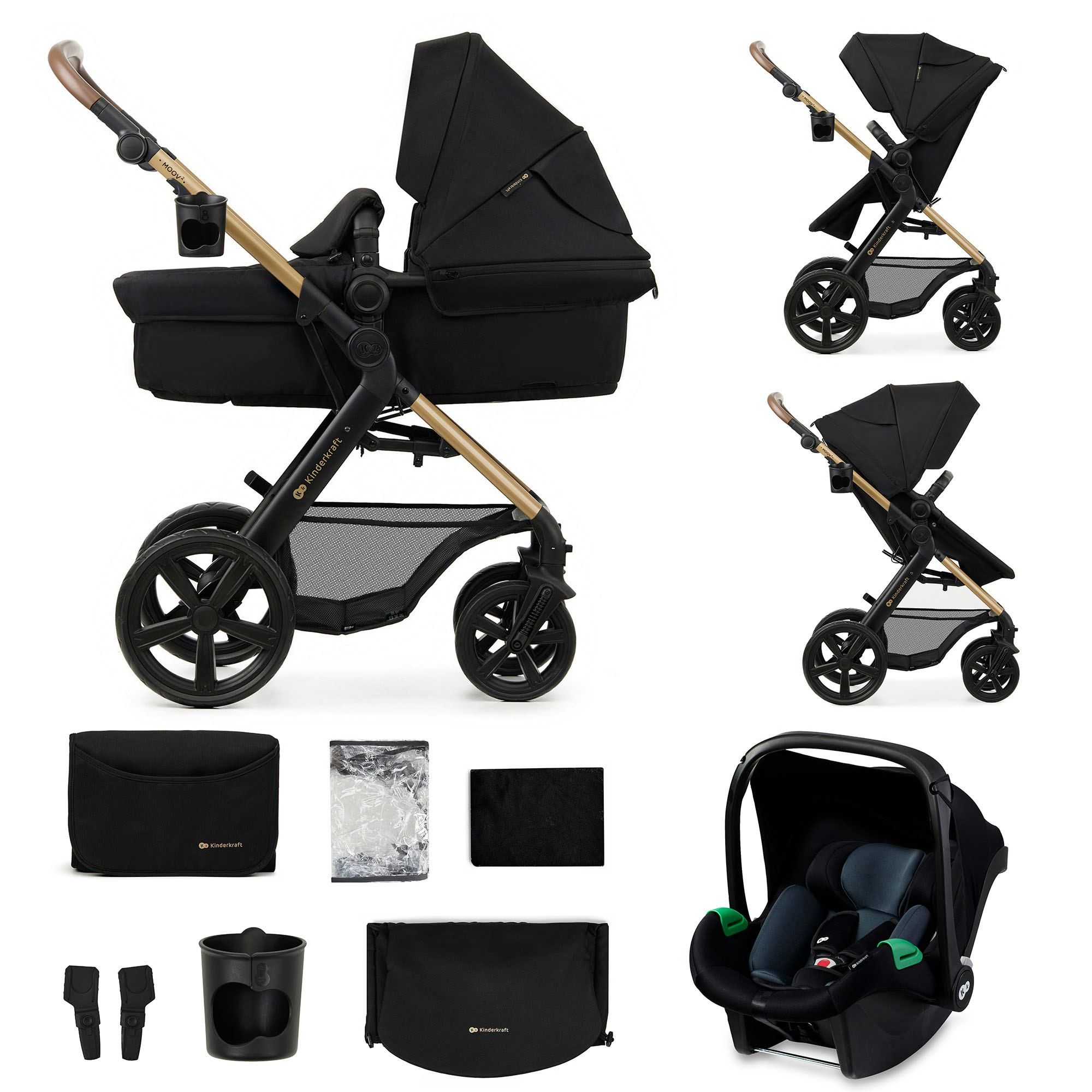 Kinderkraft Travel System Moov 2 3In1 + Mink Pro Car Seat Black