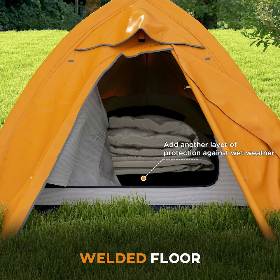 image 1 of Outsunny Double Layer Camping Tent for 1-2 Man, 2000mm Waterproof, Green